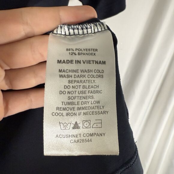 Footjoy Golf Polo Juniors Large Navy Blue Striped Short Sleeve 1/4 Button Tech - Picture 6 of 9